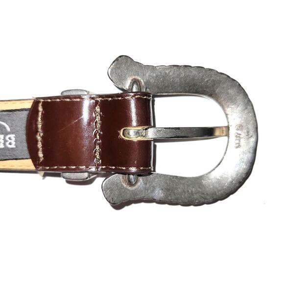 Vintage Brighton Leather Belt Size S Brown Engraved Buckle Western Chic USA EUC